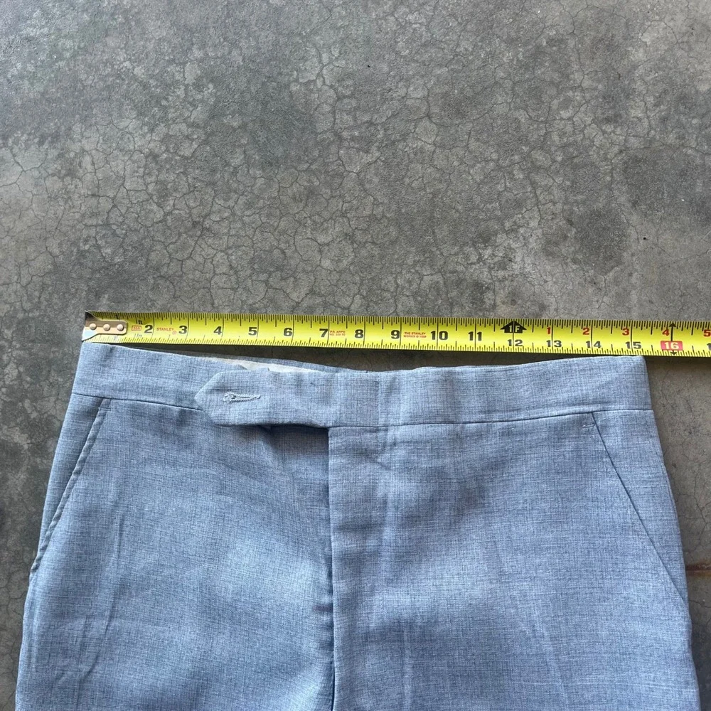 Vintage Mens Wide Leg Trousers Light Blue Flat Front Dress Pants 31x31